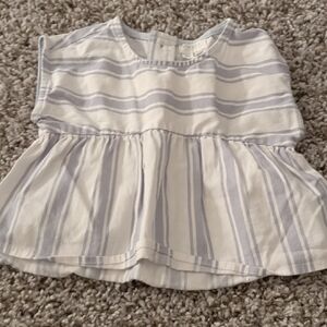 6/$35 First By Petit Lem Gray Striped Organic Cotton Blouse Size 9 Months